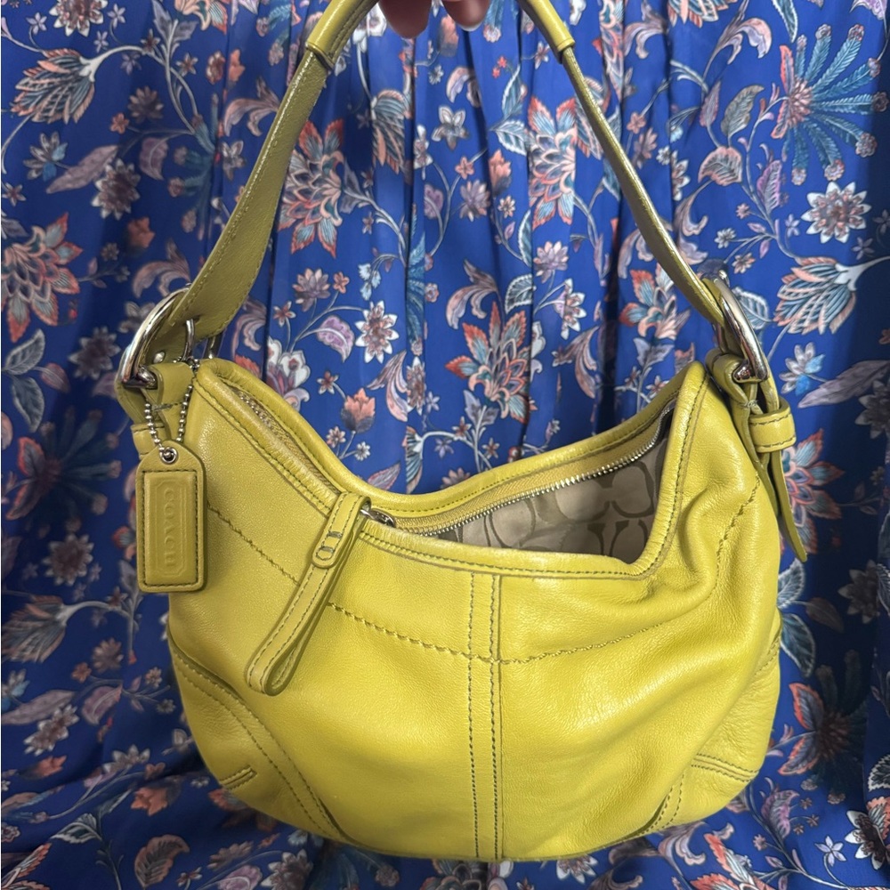 Coach lime  Green Women's purse leather small shoulder bag y2k